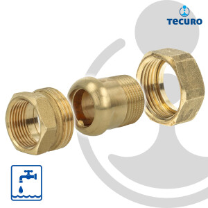 tecuro Verschraubung IG x AG 1/2 bis 1 1/4 Zoll - konisch dichtend - Messing blank CW617N