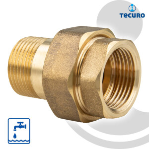 tecuro Messing Verschraubung IG x AG 1 Zoll, konisch...