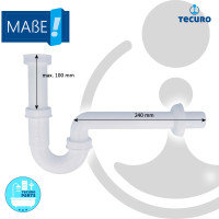 tecuro Geruchsverschluss Ablaufgarnitur Siphon für Waschtisch, 1 1/4 Zoll - Kunststoff weiß