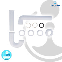 tecuro Geruchsverschluss Ablaufgarnitur Siphon für Waschtisch, 1 1/4 Zoll - Kunststoff weiß