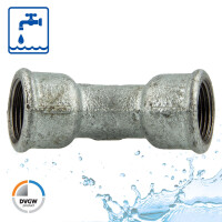 Temperguss-Gewindefitting verzinkt langer Bogen 45°, IG x IG, Typ 41, DVGW - verschiedene Größen