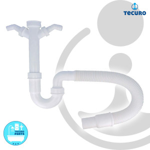 tecuro Spülen-Ablaufgarnitur 1 1/2 Zoll - flexibel kürzbarer Ablauf mit 2 x GA