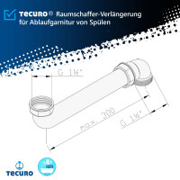 tecuro Raumschaffer-Verlängerung 1 1/2 Zoll Rohr 40 mm für Ablaufgarnitur von Spülen