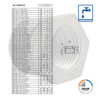 Temperguss-Gewindefitting verzinkt Reduziernippel, AG x IG 1/2 x 1/4 Zoll, Typ 241, DVGW