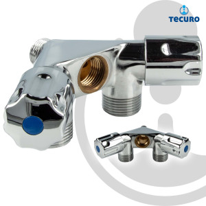 tecuro Doppel-Geräteventil mit 2 Abgängen - messing verchromt