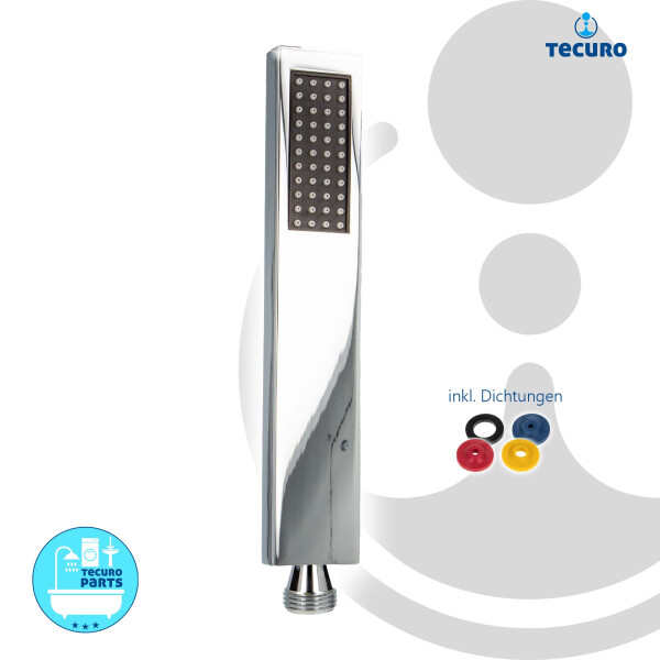 tecuro DESIGN Stabhandbrause ew-035 flach - mit Brauseregen und Antikalkdüsen, Messing