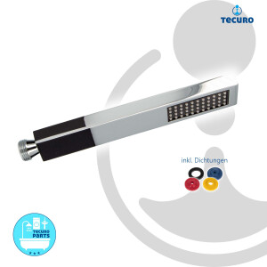 tecuro DESIGN Stabhandbrause ew-035 flach - mit Brauseregen und Antikalkdüsen, Messing