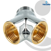 tecuro 2-Wege Verteiler Gabelstück allseitig 1/2 Messing verchromt