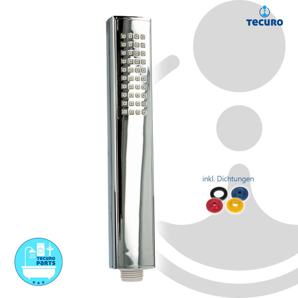 tecuro DESIGN - Stabhandbrause ew-036 mit Antikalkdüsen, 1-strahlig, Kunststoff verchromt