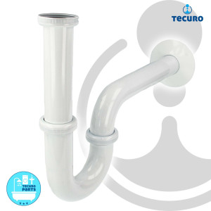 tecuro PROFI Röhrengeruchsverschluss Siphon extra lang weiß RAL 9010