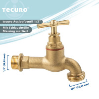 tecuro Auslaufventil 1/2 Zoll, Knebeloberteil, Schlauchtülle - Messing mattiert