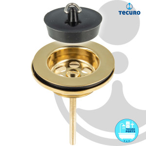 tecuro Universal Ablaufventil vergoldet, 1 1/4 Zoll - für Waschbecken mit Stopfen