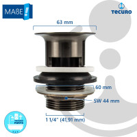 tecuro Universal Schaftventil bronze bronziert - für Waschbecken mit Überlauf