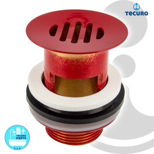 tecuro Schaftventil - Rot (RAL 3003) - für Waschbecken mit Überlauf