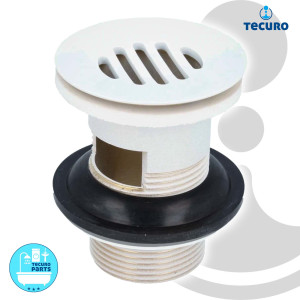 tecuro Schaftventil - weiß (RAL 9010) - für Waschbecken mit Überlauf