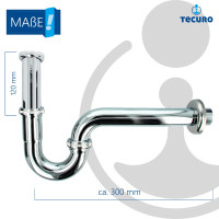 tecuro Röhrengeruchsverschluss Siphon für Waschbecken, extra lang - Edelstahl verchromt