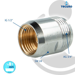 tecuro Aufnahme Adapter für Ausläufe an Armaturen, 1/2 IG x 3/4 AG