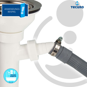 tecuro 45° Geräteanschlusstülle 1 Zoll  UWM, Tülle 19-23 mm, für Küchen-Spülensiphon