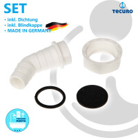 tecuro 45° Geräteanschlusstülle 1 Zoll  UWM, Tülle 19-23 mm, für Küchen-Spülensiphon