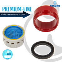 tecuro PREMIUM Mischdüse Strahlregler Luftsprudler M24x1 AG, rot (RAL3003)