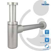 tecuro DESIGN Flaschensiphon Rohrgeruchsverschluss, Silber edelmatt