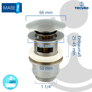 tecuro Pop Up Ablaufgarnitur edelmatt,1 1/4 Zoll -...