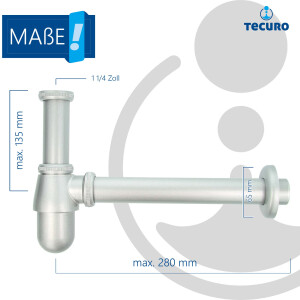 tecuro Flaschengeruchverschluss 1 1/4 Zoll x 32 mm - Messing edelmatt