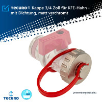 tecuro Kappe 3/4 Zoll für KFE-Hahn -  mit Dichtung, matt verchromt