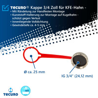 tecuro Kappe 3/4 Zoll für KFE-Hahn -  mit Dichtung, matt verchromt