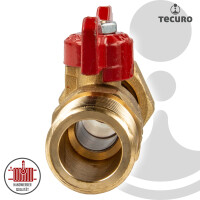 tecuro Kugelhahn Überwurfmutter Rp 3/4 Zoll x Außengewinde G 1/2 Zoll (DN15) Flügelgriff rot, Messing CW617N blank