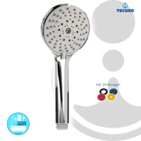 tecuro Handbrause ew-100 mit 5-Funktionen - Ø 100 mm mit Antikalkdüsen, verchromt