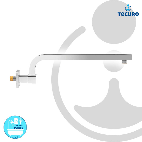 tecuro DESIGN schwenkbarer 385 mm Brausearm 90° für Regenbrausen, Messing verchromt