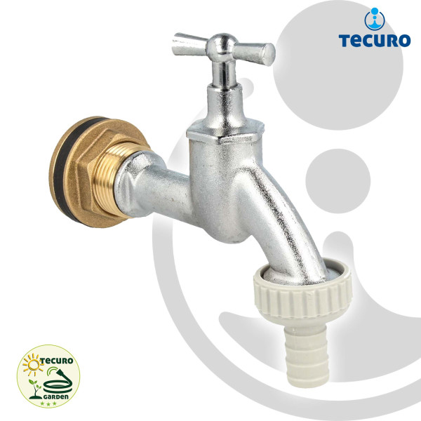 tecuro Auslaufventil mit Behälterverschraubung für Regentonne Wassertank - 1/2 Zoll