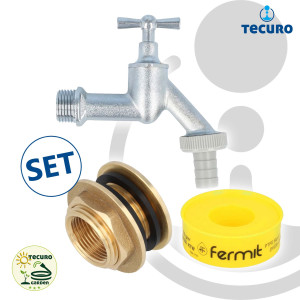 tecuro Auslaufventil mit Behälterverschraubung für Regentonne Wassertank - 1/2 Zoll