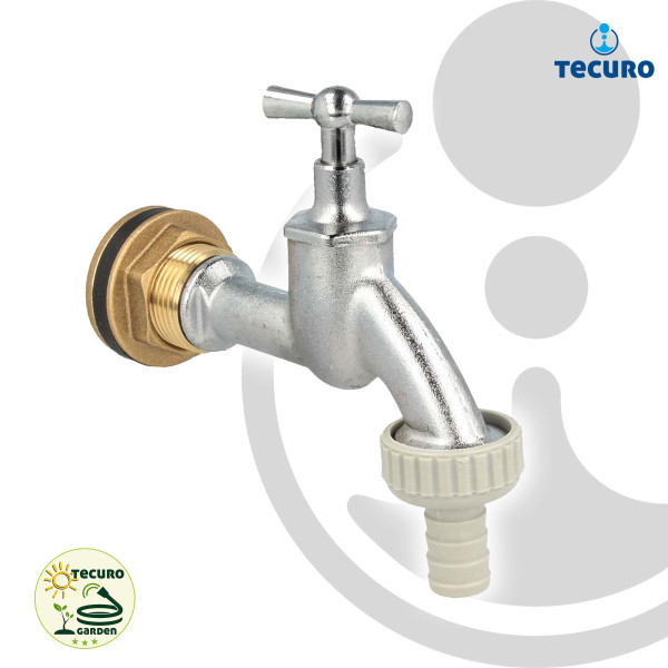 tecuro Auslaufventil mit Behälterverschraubung für Regentonne / Wassertank - 3/4 Zoll