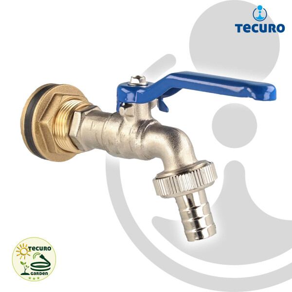 tecuro Kugelauslaufventil mit Behälterverschraubung für Regentonne Wassertank - 3/4 Zoll