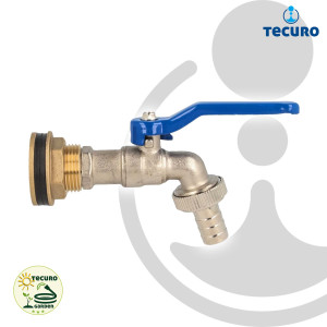 tecuro Kugelauslaufventil mit Behälterverschraubung für Regentonne Wassertank - 3/4 Zoll