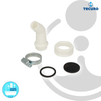 tecuro Geräteanschlusstülle Siphonanschluss 45° mit Schlauchschelle - Weiß