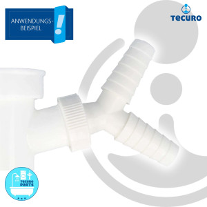 tecuro Doppel-Geräteanschlusstülle für Küchen-Spülensiphon Geruchsverschlüsse - KS-weiss