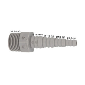 Airfit PP-Schlauchnippel mit 3/8 AG - für Schlauch von Ø 6 bis 14 mm