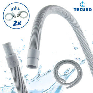 tecuro Ablaufschlauch-Verlängerung 0,5 m (geeignet für Waschmaschinenschlauch/Spülmaschinenschlauch) grau