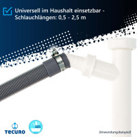 tecuro Ablaufschlauch-Verlängerung 0,5 m (geeignet für Waschmaschinenschlauch/Spülmaschinenschlauch) grau