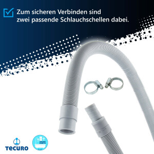 tecuro Ablaufschlauch-Verlängerung 1,5 m (geeignet für Waschmaschinenschlauch/Spülmaschinenschlauch) grau
