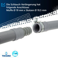 tecuro Ablaufschlauch-Verlängerung 1,5 m (geeignet für Waschmaschinenschlauch/Spülmaschinenschlauch) grau