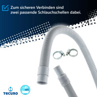 tecuro Ablaufschlauch-Verlängerung 2,0 m (geeignet für Waschmaschinenschlauch/Spülmaschinenschlauch) grau