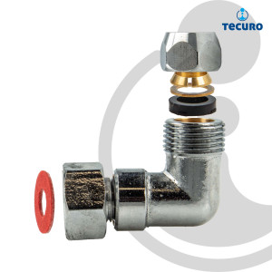 tecuro Winkel-Verschraubung für Ø 10 mm Rohr mit Überwurfmutter ms - verchromt