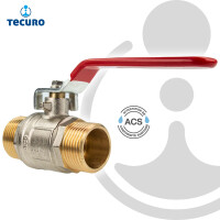 tecuro Kugelhahn (ACS), beids. Außengewinde G 1 1/2 Zoll (DN 40) Stahlhebel lang, MS-vernickelt