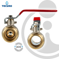 tecuro Kugelhahn (ACS), beids. Außengewinde G 1 1/2 Zoll (DN 40) Stahlhebel lang, MS-vernickelt