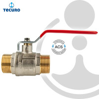 tecuro Kugelhahn (ACS), beids. Außengewinde G 1/2 Zoll (DN 15) Stahlhebel lang, MS-vernickelt