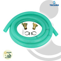 tecuro Saug- und Druckschlauch 1 Zoll (DN25) 10 mtr - mit Schnellkupplung und Edelstahlschellen